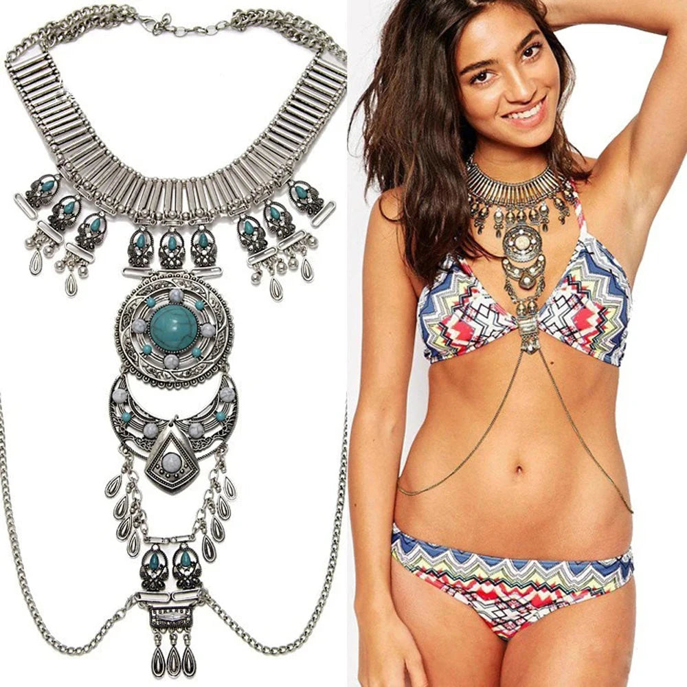 European American Exaggerated Pendant Necklace for Women Vintage Baroque Sexy Choker Collar Charm Statement Necklaces Jewelry
