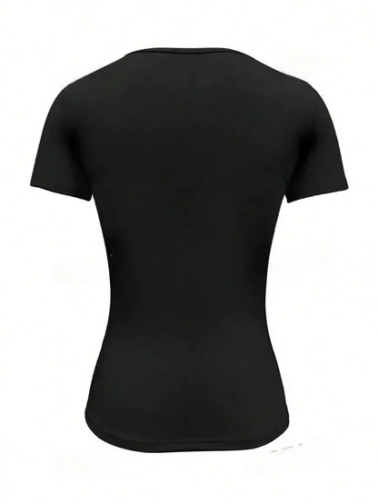 Summer Women's Tops Causal Basic T-Shirts Scoop Neck Short Sleeved Crop Tops Cute Slim Fit Tees Pullovers Clothing Y2K 2025 New