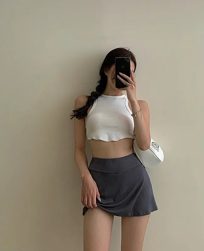 Tennis Skirt Women High Waist Sexy Girl Tight Bag Hip Short Skirt Summer Sports Culottes split A-line Mini skirt Y2K