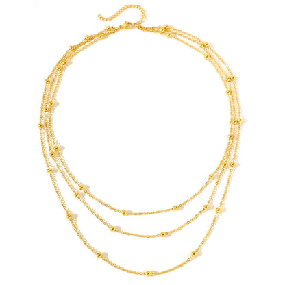 Stainless Steel Necklace New High-end Atmosphere Delicate Beads Multi-Layers Chain Bone Necklace For Women Jewelry Party Gifts