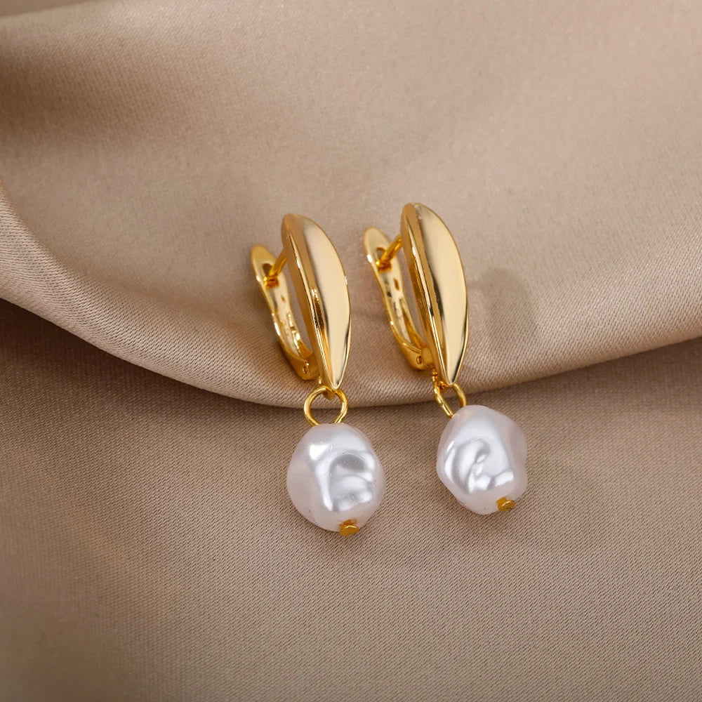 Heart Stainless Steel Earrings for Women Zircon Gold Color Hoop Earring Aesthetic Waterproof Ear Piercing Jewelry Accessories