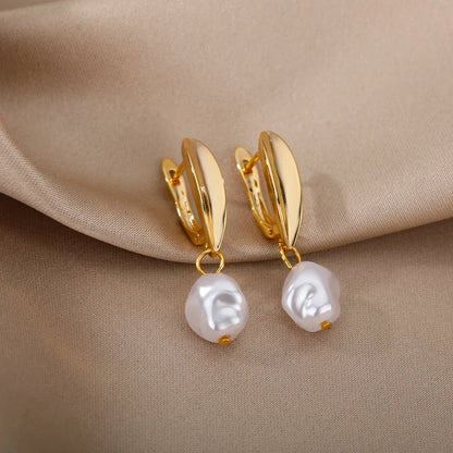 Heart Stainless Steel Earrings for Women Zircon Gold Color Hoop Earring Aesthetic Waterproof Ear Piercing Jewelry Accessories