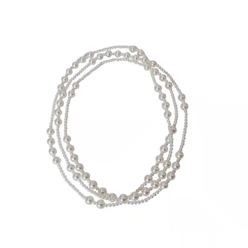 Luxury Necklace Multi-layered Pearl Necklace for Women Fashionable Long Chain Dress Accessory