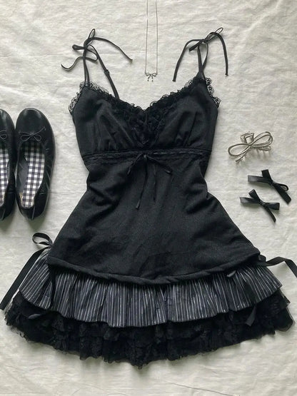 Y2k Skirts Summer Sexy Sweet Girl Clothes Bow Punk 2000s Kawaii Casual Cute Skirt Bottom Korea Gothic High waist Women Skirts