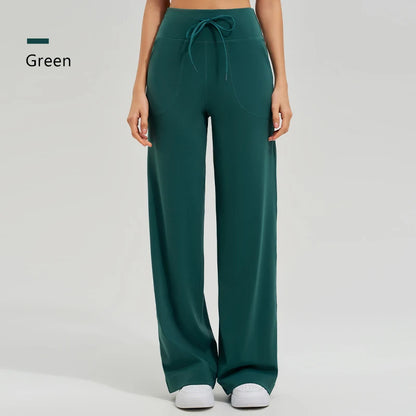 Women's High Waist Stretch Yoga Pants Quick Dry Breathable Loose Running Pants Gym Outdoor Training Pants