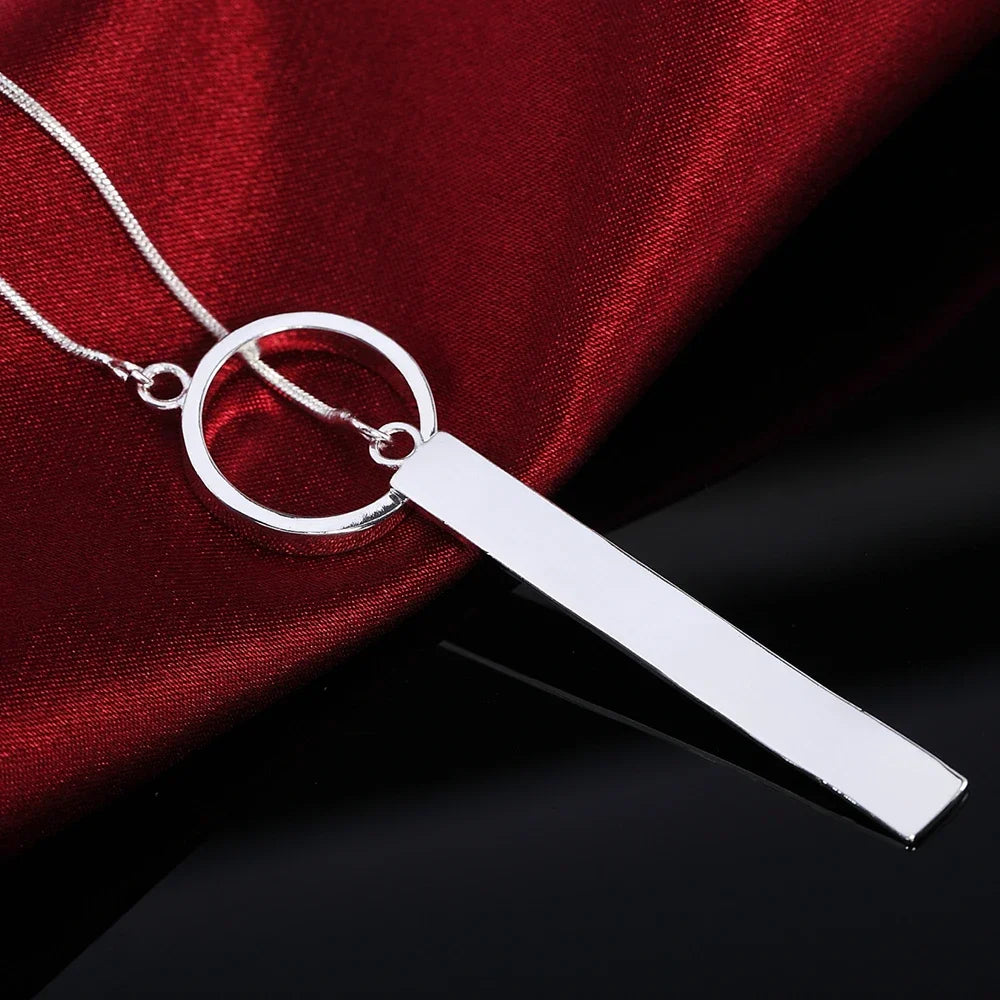 New 925 Sterling Silver Necklace for Women Jewelry 18 Inches Creative Round Pendant Fashion Christmas Gifts Wedding