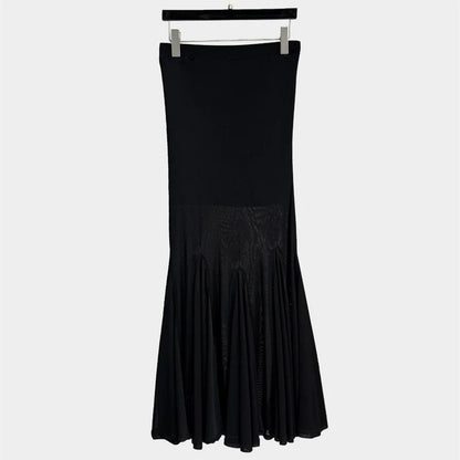Women skirt New high waisted slim fit fishtail skirt for summer 2025 women's half skirt Translucent mesh spliced long skirt y2k