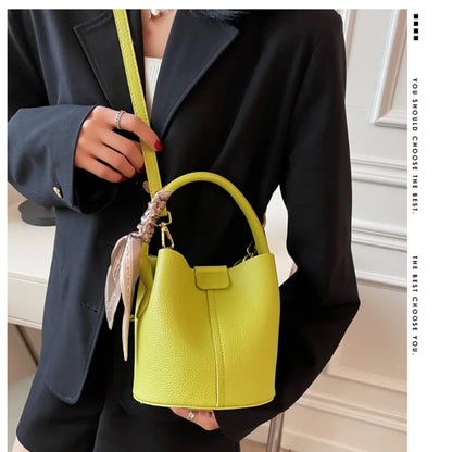 Fashion Women Crossbody Bags Autumn Winter Shoulder Bags Luxury Brand Design Bucket Bag Ladies PU Leather Portable Hand Bags