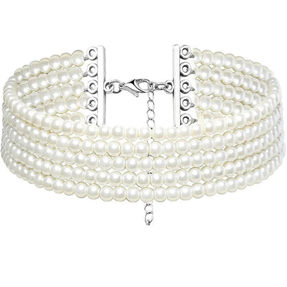 Fashion Elegant Women 3-5Layer White Pearl Choker Necklaces Bohemian Creative Design Wedding Anniversary Necklace Female Jewelry