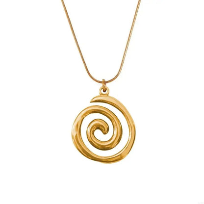 Fashionable Round Circle Necklace Accessory Swirl Pendant Collarbone Chain for Women Adjustable Chain Choker Jewelry