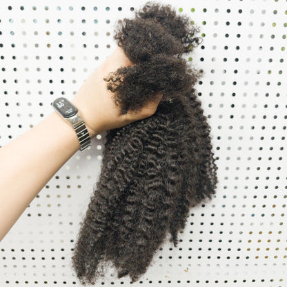 Human Hair No Weft 4C Afro Kinky Curly Virgin Brazilian Human Hair Extensions Weave Bundles Weaving for African Black Women 16"