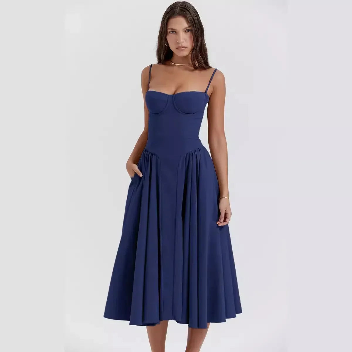 Beach Dress  Wedding Dresses for Women Summer Skirt Retro Long Skirt Simple Style Dopamine Wear Suspender Dress for Women