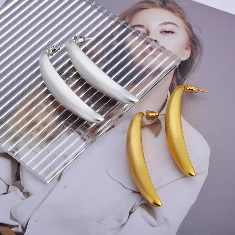 Vintage Metal Brushed Matte Long Earrings For Women Europe America Personality Minimalist Geometric Fashion Trend Jewelry Gifts