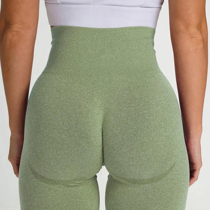 Seamless Yoga Pants Women's Fitness High Waisted Hip Pants Moisture Transferring Exercise Pants Ladies Sexy Hip Showing Solid