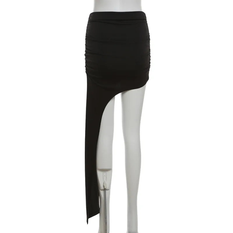 Asymmetrical Skirts For Women Y2k Clothes Solid Color Conjuntos De Falda Sexy Mujer Slim Jupe Femme Été Korean Fashion Clothing
