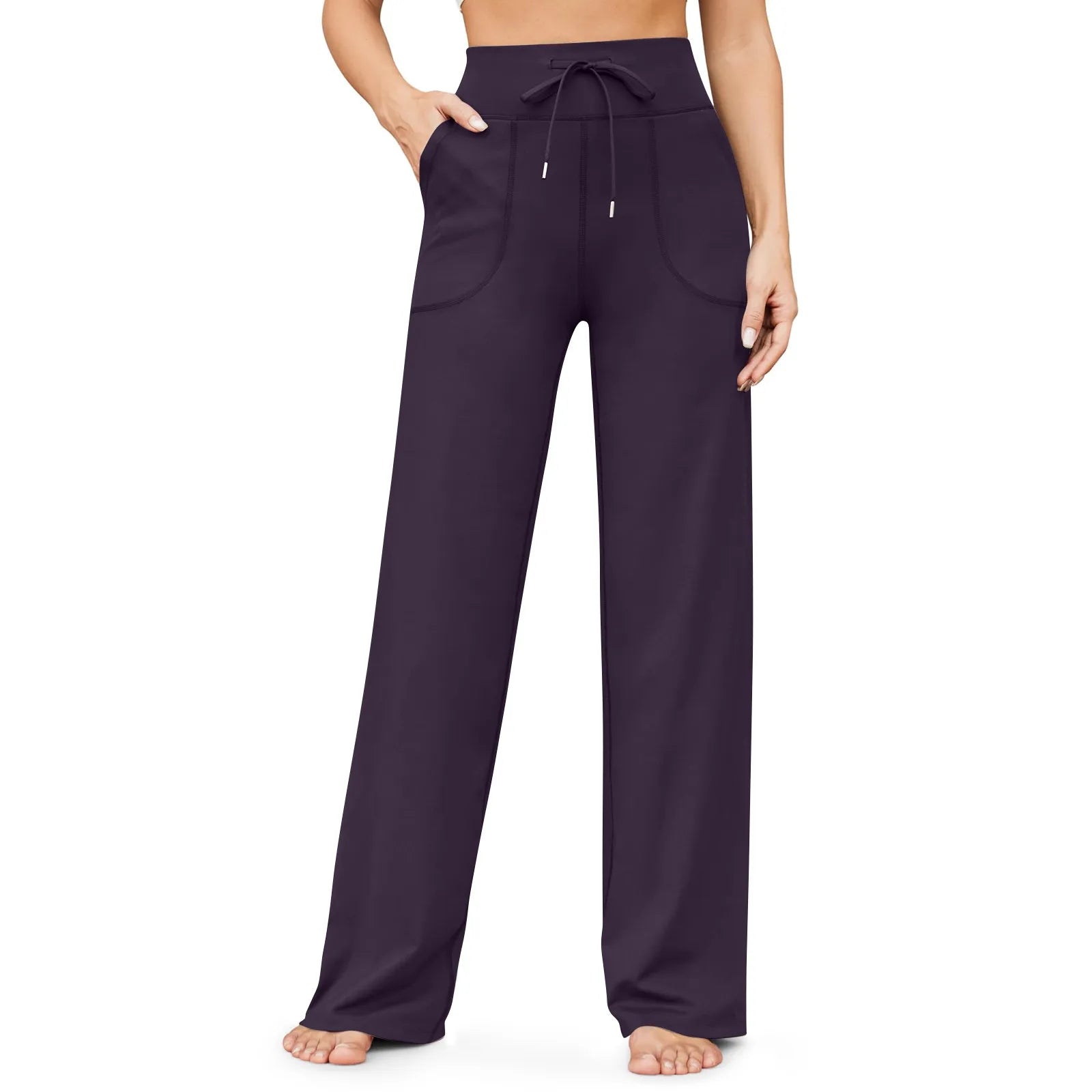 Wide Leg Pants For Women Yoga Pants High Waist Sweatpants With Pockets Stretch Pants Comfy Workout Sports Sweatpants