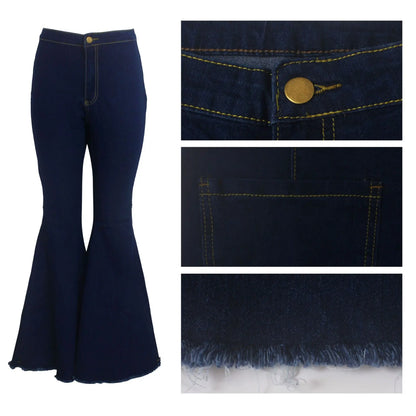 Women Jeans Flare Pants Sexy Denim Long Pant Hip Wrap Casual Solid Elegant Splice Regular Slim Fit High Waist Trousers Summer