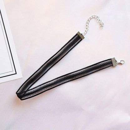 Black Choker Necklace For Women Elegant Lace Velvet Stretch Chain Gothic Flower Short Clavicle Neck Cord Aesthetic Jewelry Gift