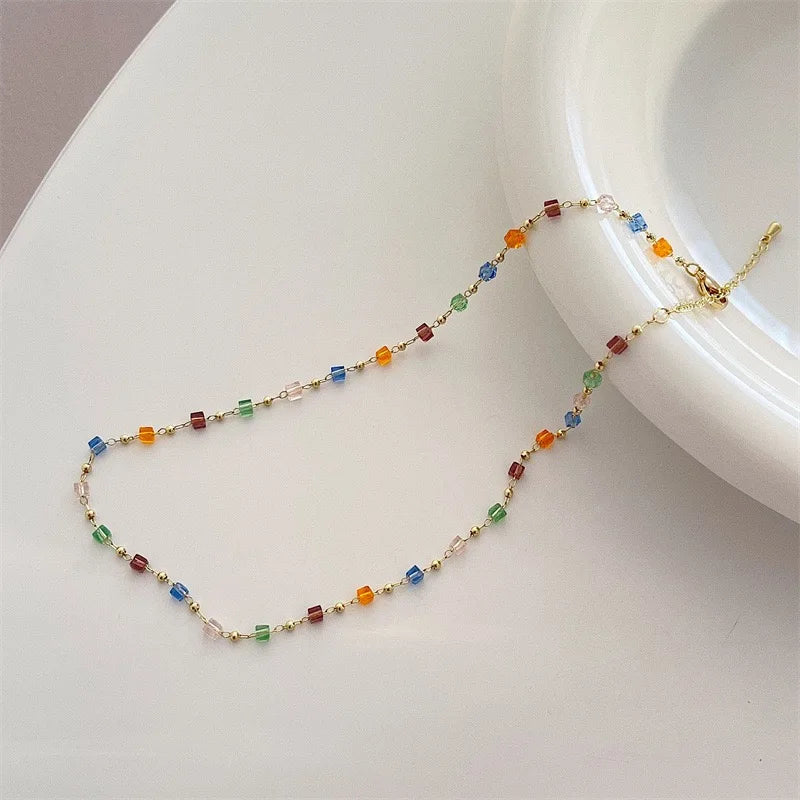 Necklace for Women Bohemian Colorful Beaded Fashion Jewelry Set On The Neck Party  Choker Chain  Femme Handwork Gift Daily