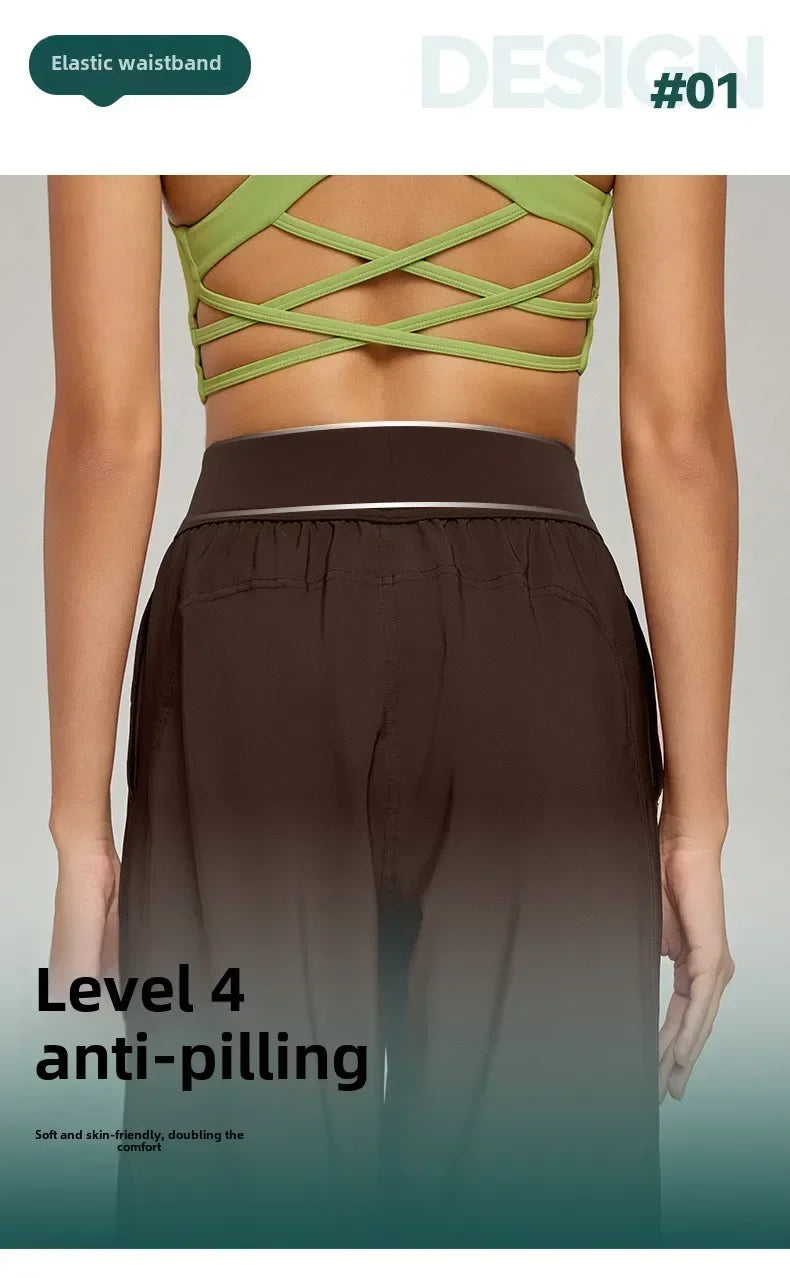 Yoga Sports Pants Women Loose Wide Leg Pants Casual High Waist Fitness Pants