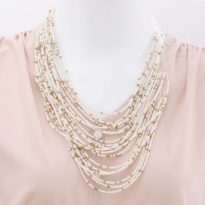 Multi Layer Bead Necklace Women Fashion Chain Girls Pendant Beads Choker Necklaces Elegant Jewelry Women Neck Chain Gift
