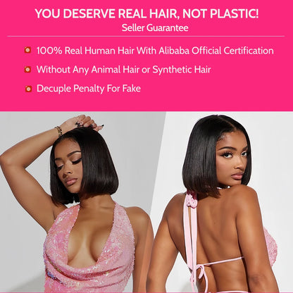 Wear And Go Bob Wigs For Women Human Hair 180% Straight Glueless Wig Ready To Go Human Hair Wigs Pre Cut Lace Air Wig Sale
