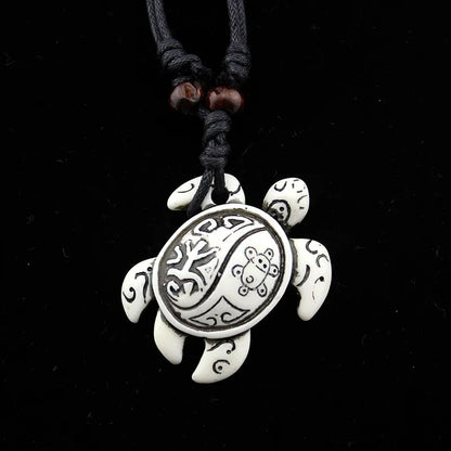 Turtle Necklace for Women Men Yak Bone Tortoise Hawaii Tribal Surfer Necklace Sea Turtles Pendants Necklaces