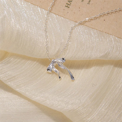 Exquisite Clavicle Chain Elegant Scrub Bow Pendant Necklace For Women Girls Temperament Collar Chain Korean Student