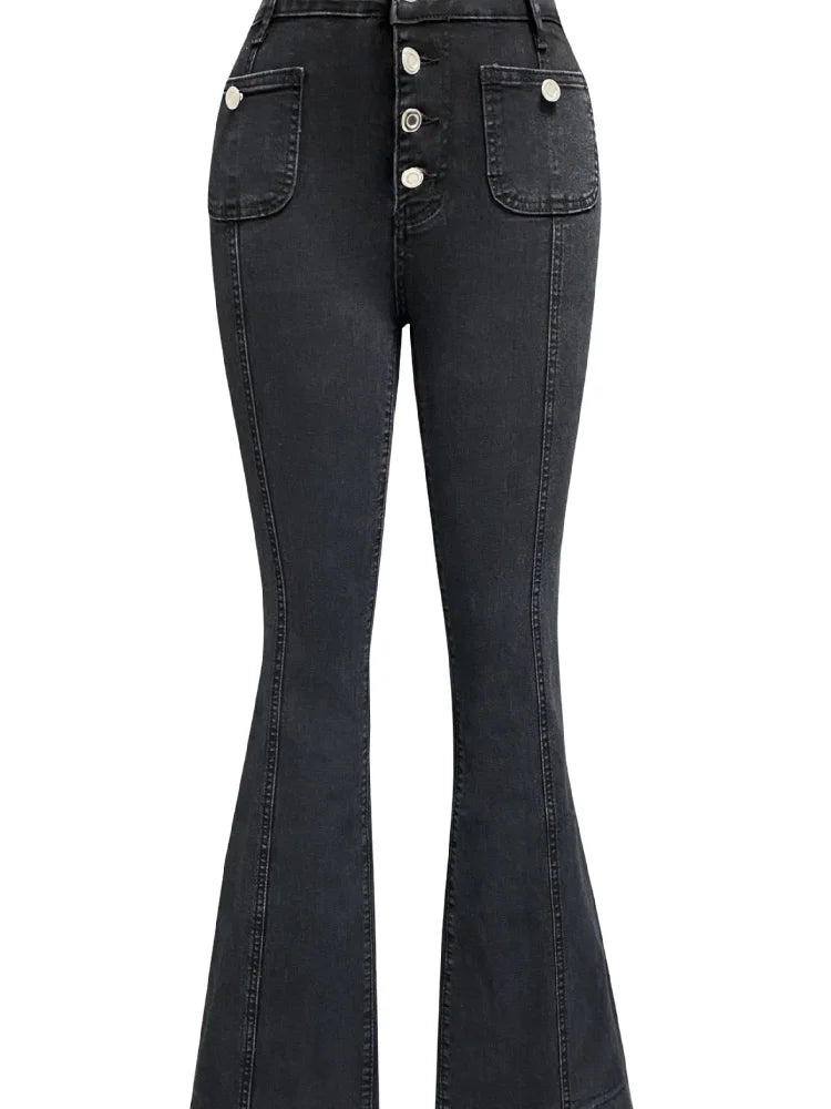 Women Fashion Vintage  Washing Denim Long Pant Wide Leg High Waist Jeans 2025 New Lady Summer Commuter Y2k  Denim Trousers