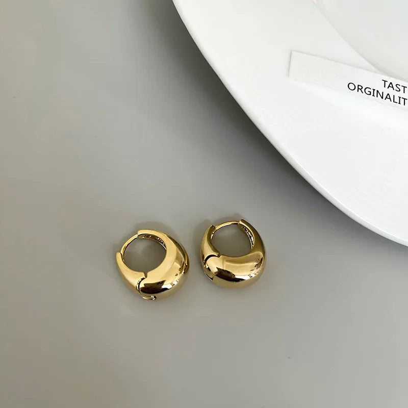 925 Sterling Silver Round Earrings For Women Trendy Metal Hoop Earring Vintage Jewelry Ladies Accessories Wholesale