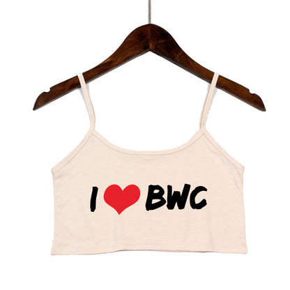 Sexy Tops for Women Hot Girls Clothes I Love BWC Black Crop Top Seamless Sleeveless Tank Tops Camis Backless Camisole White Top
