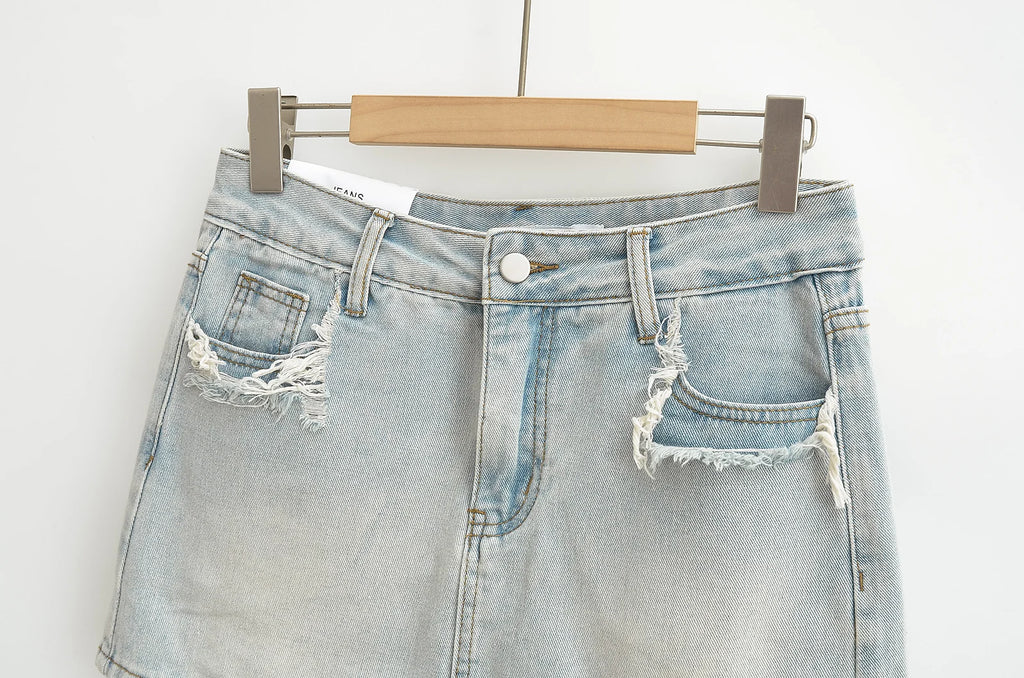 Mini skirts for women high waisted denim skirt black distressed jeans skirts womens 2024 Summer clothes blue jean skirts ripped
