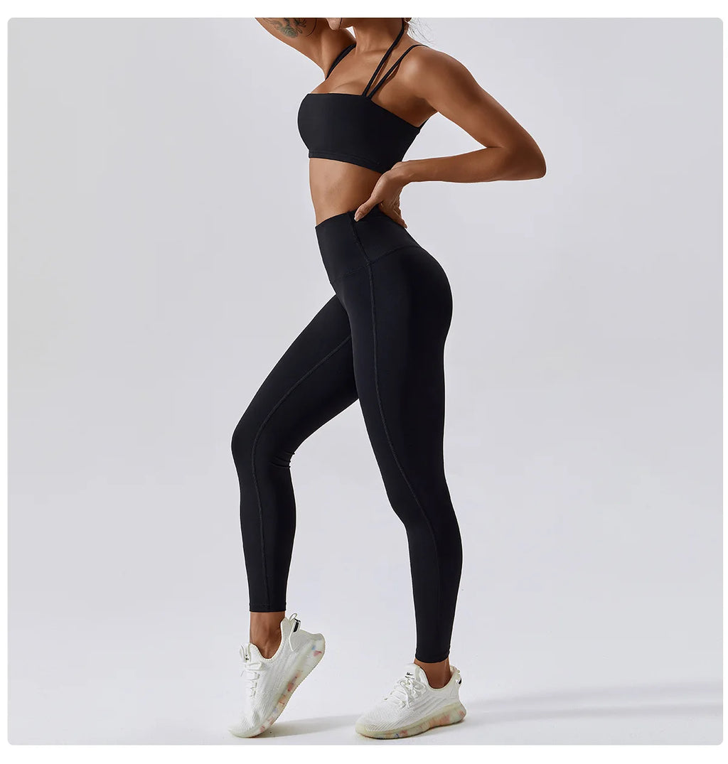 Women's Yoga Pants Nude Feeling Running Speed Dry Buttock Lifting Fitness Pants High Waist Tight Gym Push-Up Sweat Pants