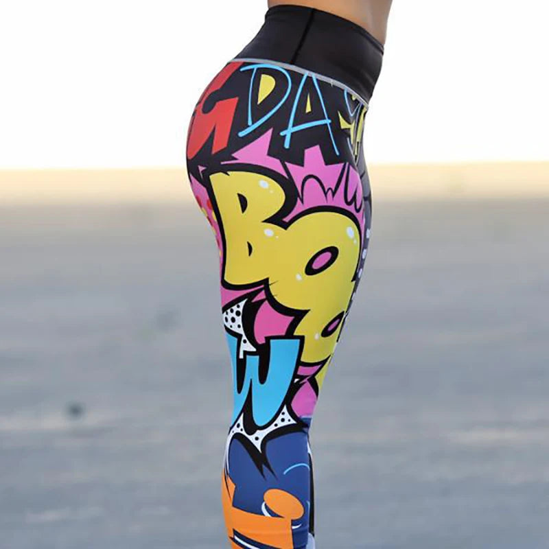 Print Yoga Pants Women Unique Fitness Workout Sports Running Leggings Sexy Push Up Gym Wear Elastic Slim 2025