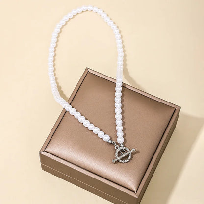 New Fashion Baroque Pearl Chain Necklace Women Collar Wedding Punk Toggle Clasp Circle Lariat Bead Choker Necklaces Jewelry