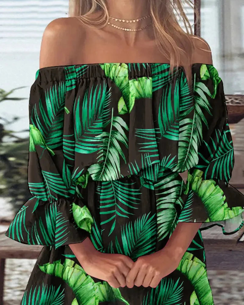 Women Sexy Top Summer Off Shoulder Floral Blouses Women 2023 Boho Casual Backless Blouse Female Holiday Slash Neck Tops Clothing