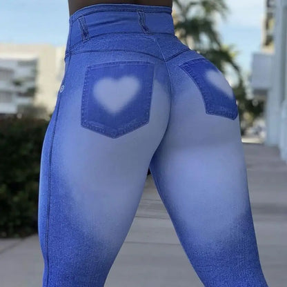 Booty lifting Yoga Pants Fitness Imitation Jeans High Waist Sport Long Pants Women Hip Push UP Tights Women Gym Women Leggings