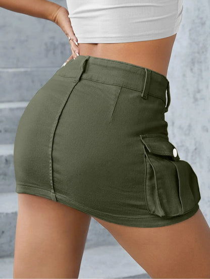 Gothic Multi-pocket Black Skirt Jean Street Fashion Hip Hop Vintage Mini Skirt Casual Sexy Maxi Skirts for Women Clothing