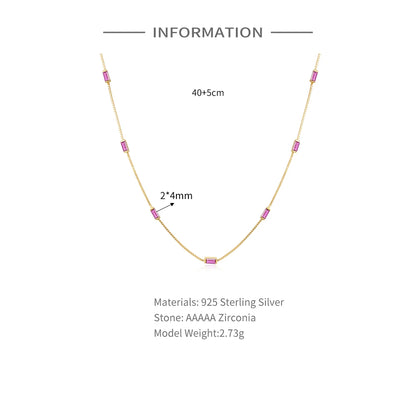 CANNER Necklace For Women Silver 925 Sterling Colored Zircon Collarbone Chain Trendy Jewelry Delicate Simple Long Thin Chain