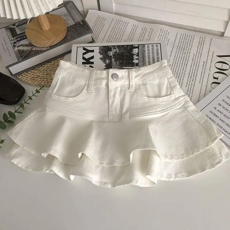 Girls Skirt 2023 New Fashionable Spring and Summer Elastic Waist Casual Simple Solid Color Sweet Girls Mini Skirts