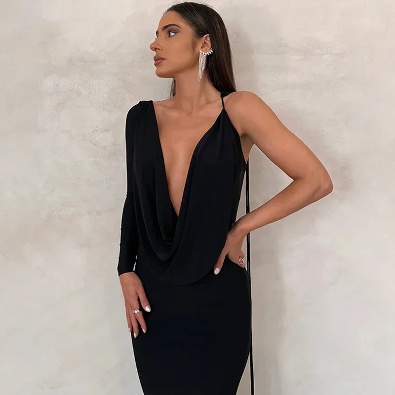 Maternity Dresses Fashionable and Sexy Pure Color One Shoulder Body con Maternity Dress for Photography and Parties