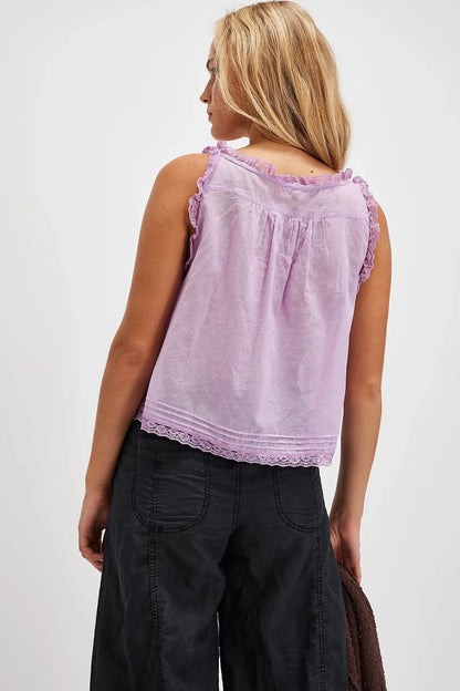 Women Sexy Crop Tops Sleeveless Boho Free Style Tank Tops Splice Lace Hippie Tops Button Down Summer Caimis Tee Top Female Cloth