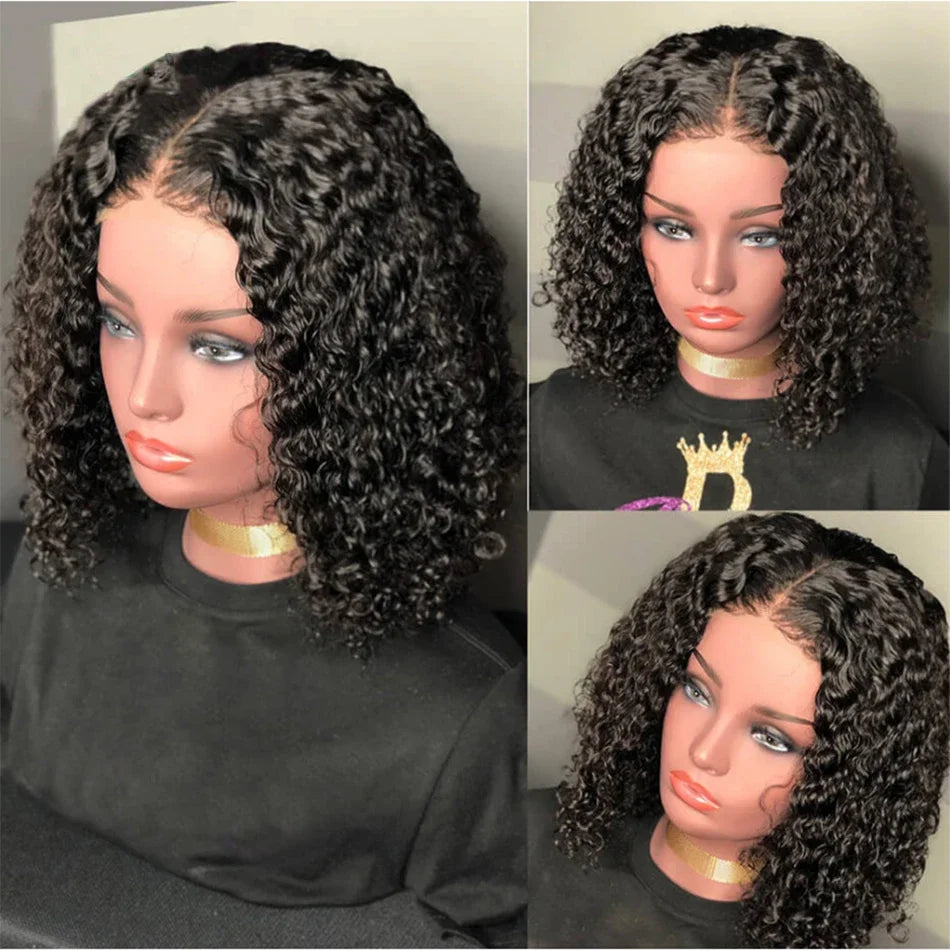 Glueless wigs Wear & Go 100% Human Wigs Water Wave Ready To Wear Short Bob Lace Frontal Brazilian Wig DEEP Curly For Woman Sale