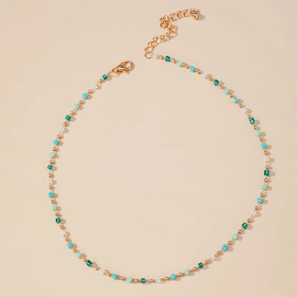 Necklace for Women Bohemian Colorful Beaded Fashion Jewelry Set On The Neck Party  Choker Chain  Femme Handwork Gift Daily