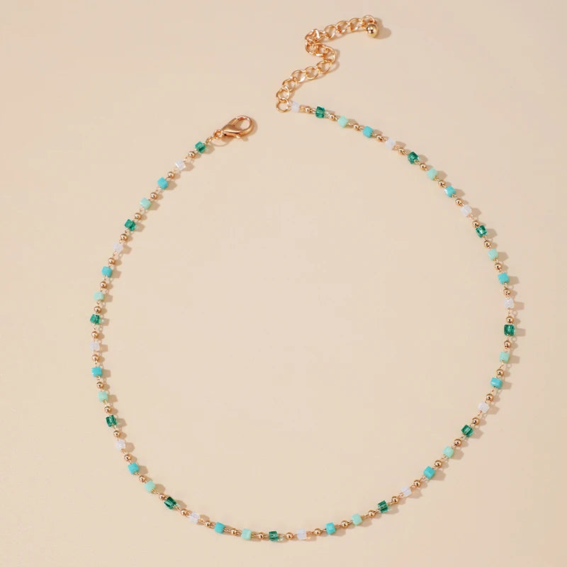 Necklace for Women Bohemian Colorful Beaded Fashion Jewelry Set On The Neck Party  Choker Chain  Femme Handwork Gift Daily