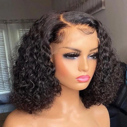 FUGANGXIU-Pixie Cut Wig  180% Density Lace Front Water Wave Wig 13X4 Full Lace Wig Bob Wig Human Hair Wigs For Women Pre Plucked