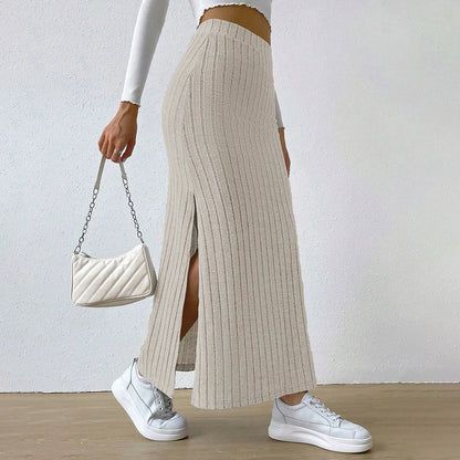 Women Skirt Spring Summer  High Waisted Elastic Slim Hip Knitted Sexy Bodycon Midi Skirt Female Clothing M L XL XXL