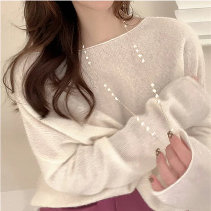Exquisite Pearl Necklaces Long Neck Chain for Women Vintage Jewellery Romantic Korean Fashion Necklace Trendy Jewelry