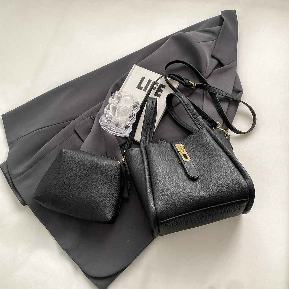 Stylish Bucket Bag for Women with Magnetic Closure Crafted from Durable PU Leather Ideal for Work and Travel Use
