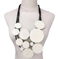 Fashion Jewelry Women Pendant Necklace Bohemian Ethnic Long White Round Piece Accessories Party Costume Rubber Necklaces Jewelry